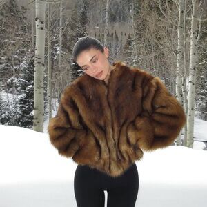 NWT KHY FAUX FUR JACKET IN CEDAR